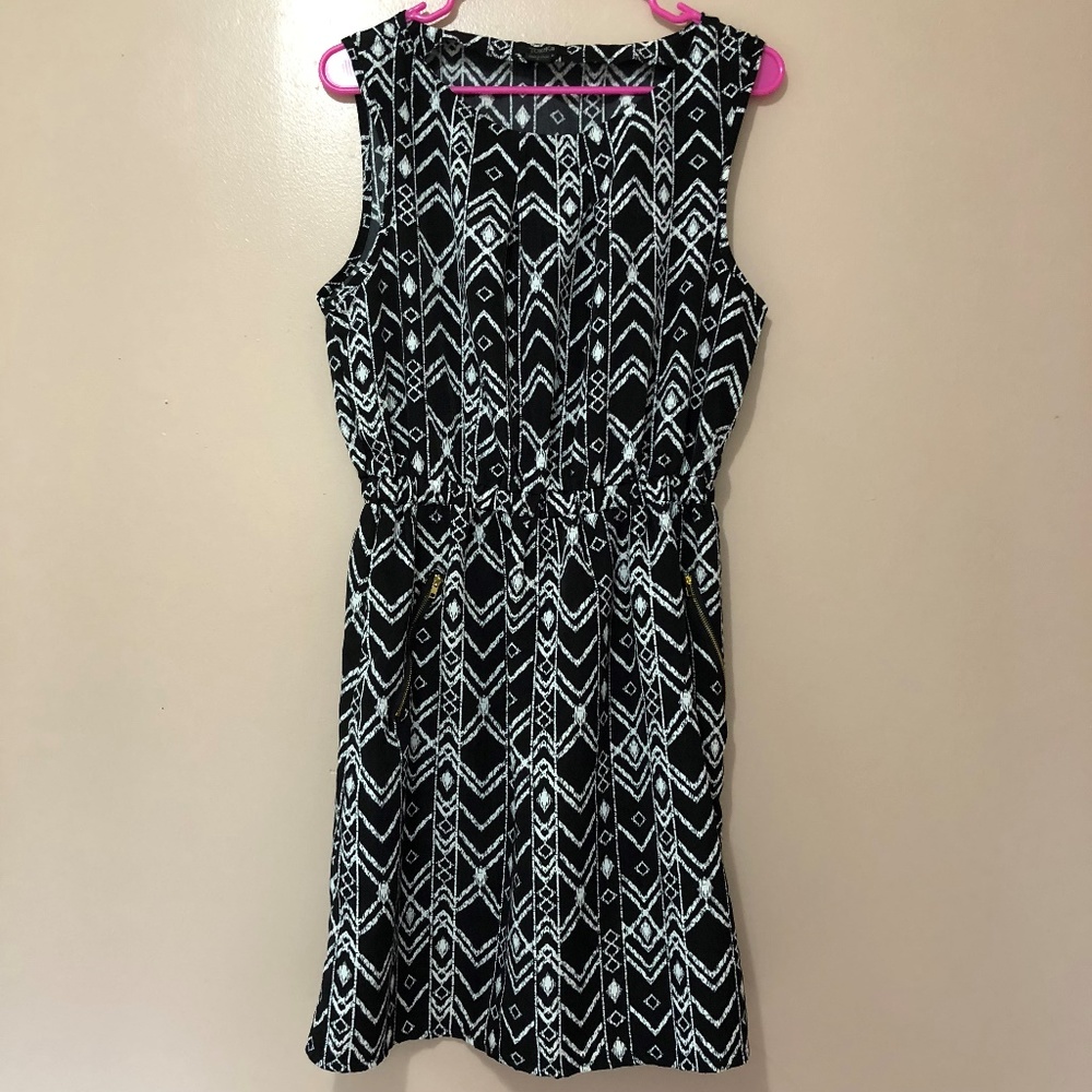 Toxik Black & White Print Tank Dress